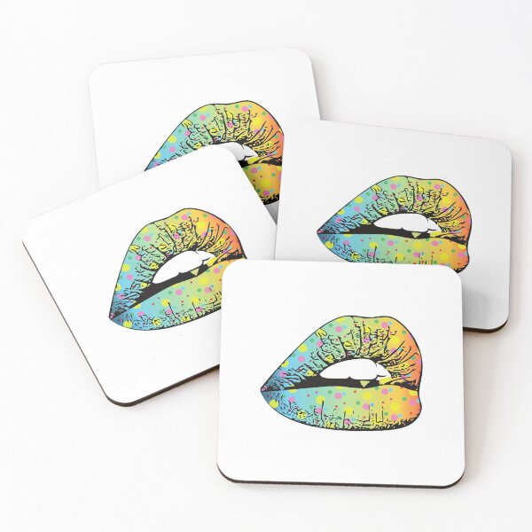 Item preview, Plump Retro Aqua Polka Dot Pattern Lips designed and sold by ItsNikkiArts.