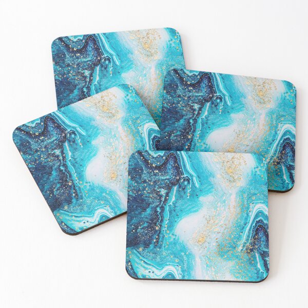 Item preview, Teal Aqua Turquoise Blue Marble Pattern designed and sold by PinkLotusArt.