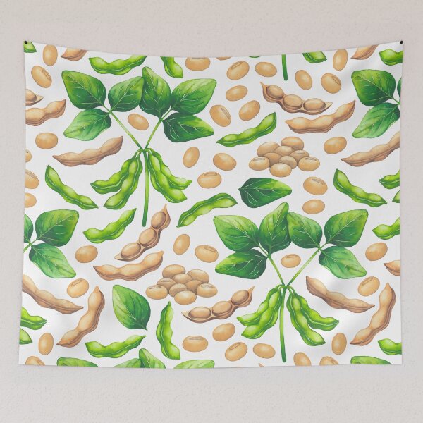 Item preview, Collection of watercolor soy beans, pods and leaves. designed and sold by Ekaterina Glazkova.