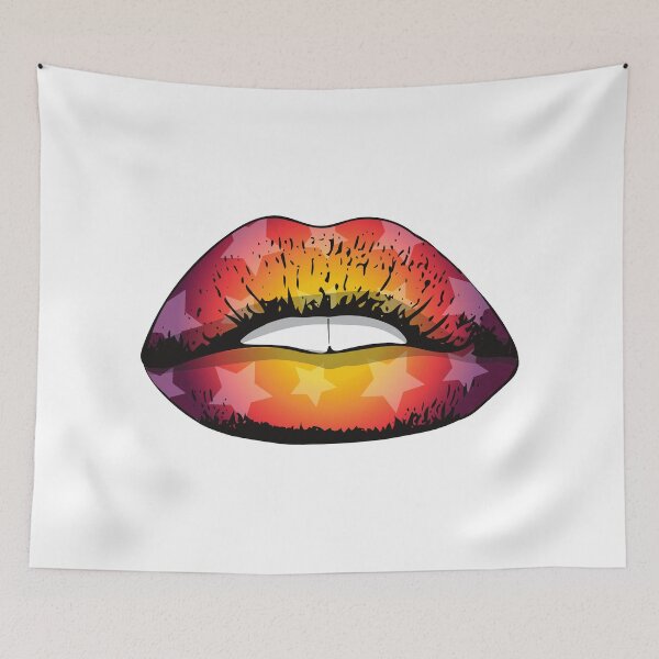 Item preview, Orange Star Pattern Open Lips designed and sold by ItsNikkiArts.