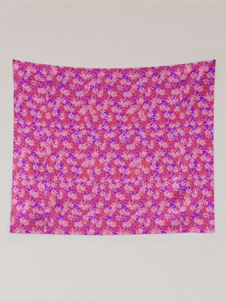 Thumbnail 2 of 3, Tapestry, Pink Flowers Pattern designed and sold by DesignCodeStore.
