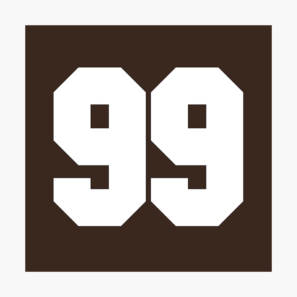 99 Number Cleveland Sports Ninety-Nine Brown Jersey Sticker for Sale by  HelloFromAja