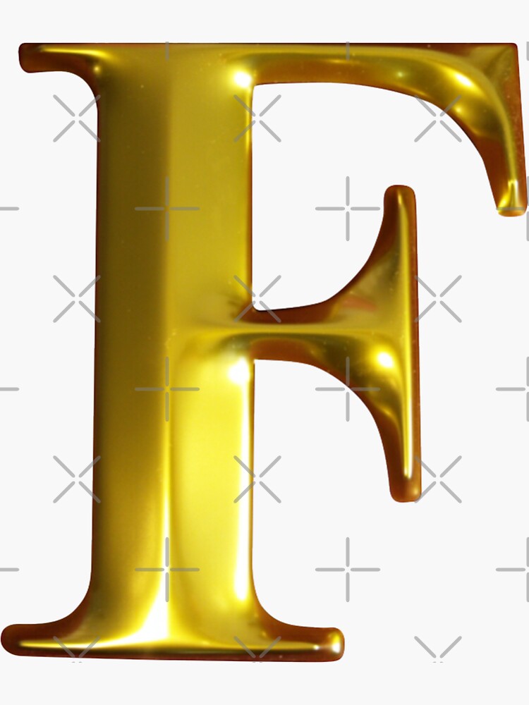 3D Letter F in gold colour by stickysterscom