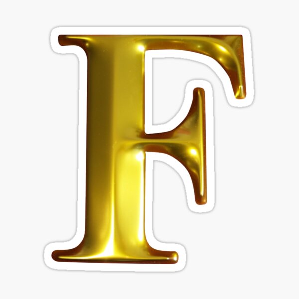 3D Letter F in gold colour Sticker