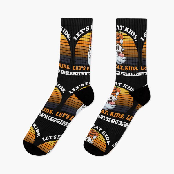 Aperçu de l'œuvre Mangeons les enfants La ponctuation sauve des vies Grammaire Halloween Ghost Vintage créée et vendue par fourstripes.