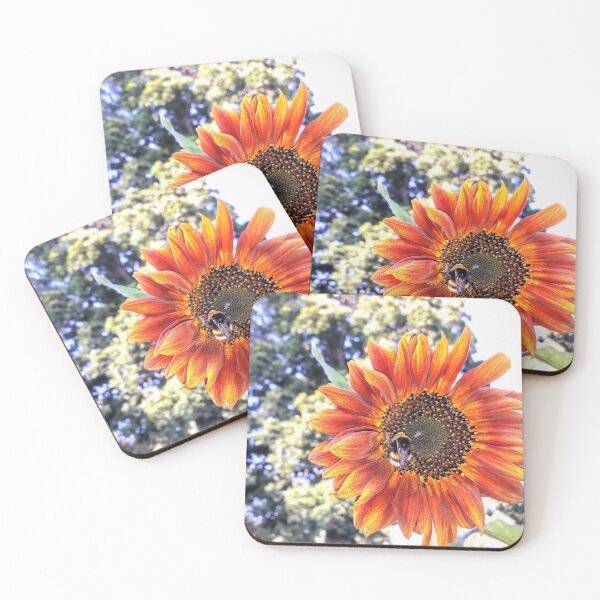 Item preview, Bee att the sunflower Orange flower designed and sold by Tanja Dianova.