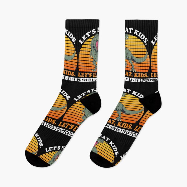 Aperçu de l'œuvre Mangeons les enfants La ponctuation sauve des vies Grammaire Dinosaure citrouille créée et vendue par fourstripes.