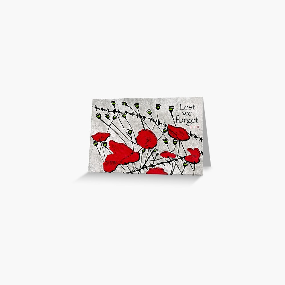 Lest We Forget - Poppies and Barbed Wire Greeting Card
