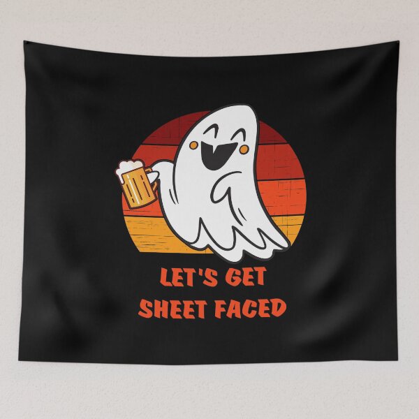 Item preview, Funny halloween cute ghost drinking beer  / Let's get sheet faced designed and sold by portrait4you.