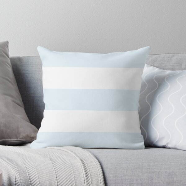 Large PALE BLUE and WHITE Horizontal STRIPES Throw Pillow