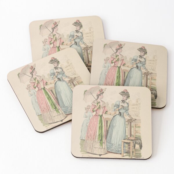 Item preview, Two Vintage Ladies at a horse race at Longchamps Paris - Victorian 1889 French Fashion Plate designed and sold by Vintage-TM.