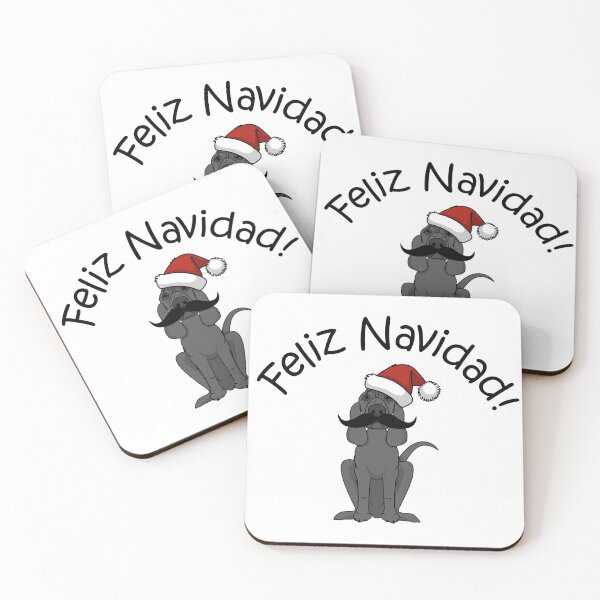Item preview, ¡Feliz Navidad! Perro con bigote y gorro de Papá Noel designed and sold by Apartment12.