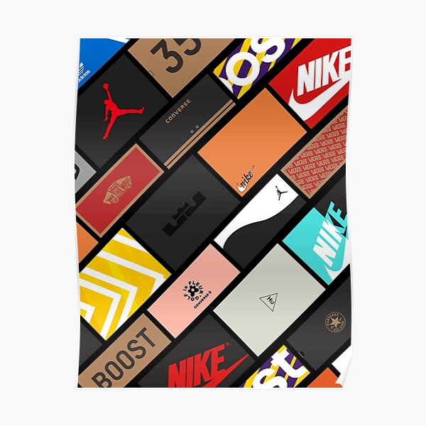 Collage de cajas de zapatillas Póster