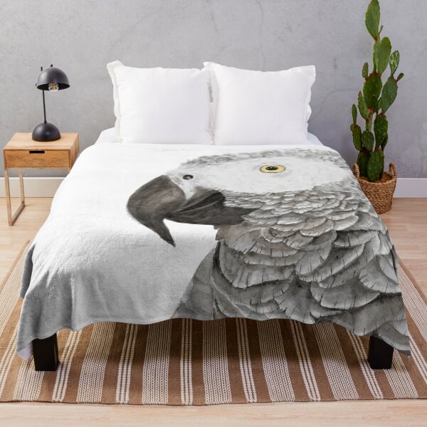 Item preview, Grey parrot congo african timneh old word bird watercolor designed and sold by L'Atelier Oranjade.