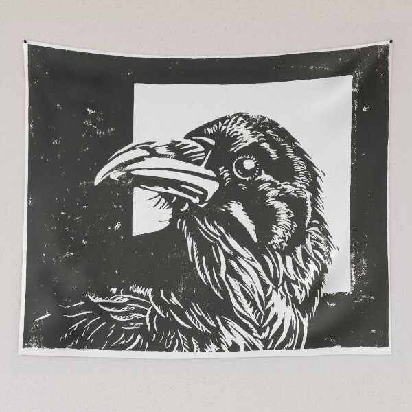 Item preview, A Crow, Linoprint designed and sold by Elena Casiglio.