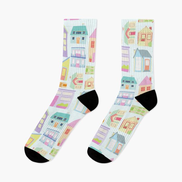Item preview, Colorful Pastel Houses Pattern designed and sold by luchik-and-co.