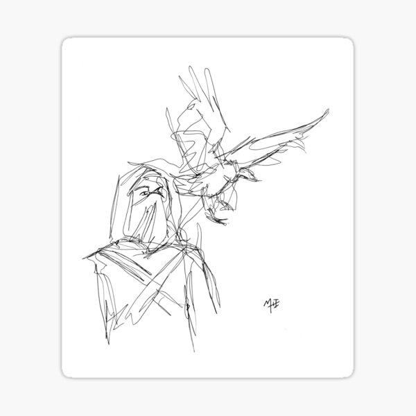 Item preview, vulture line drawing designed and sold by musicandink.