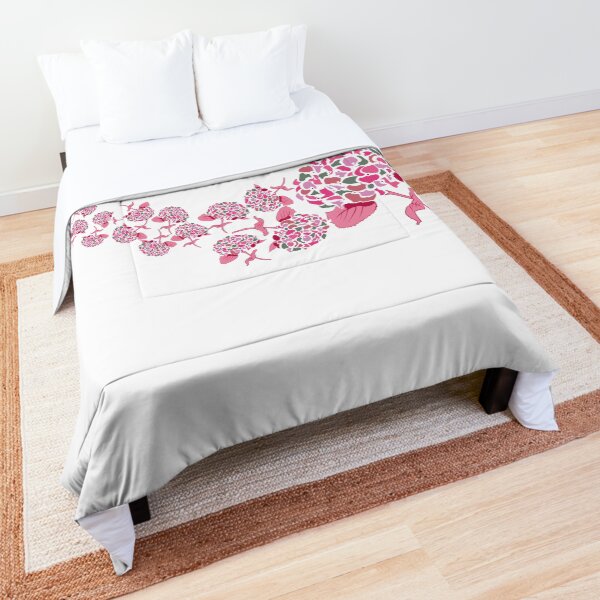 Pink hydrangea rain Comforter