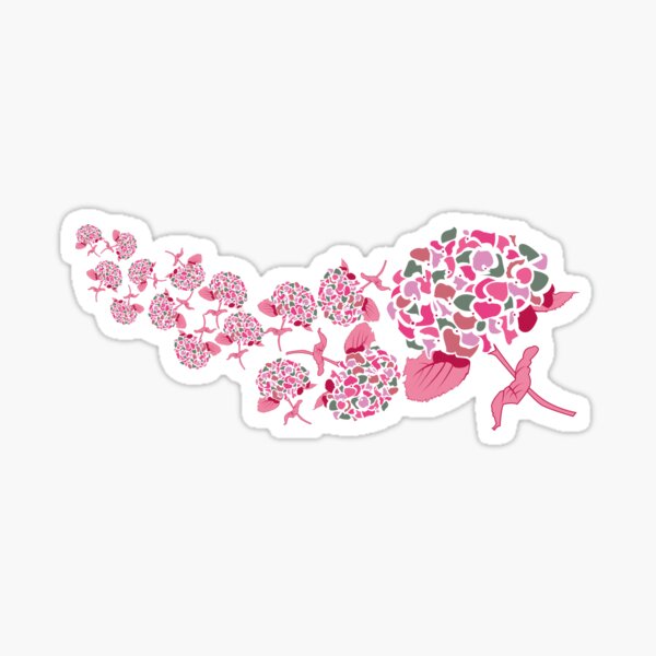 Pink hydrangea rain Sticker