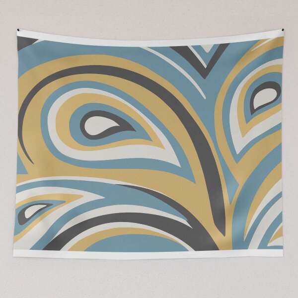 Artikelvorschau, Retro, Midcentury Modern, Geometric Art, Blue, Gold, Charcoal entworfen und verkauft von meggydesigns.