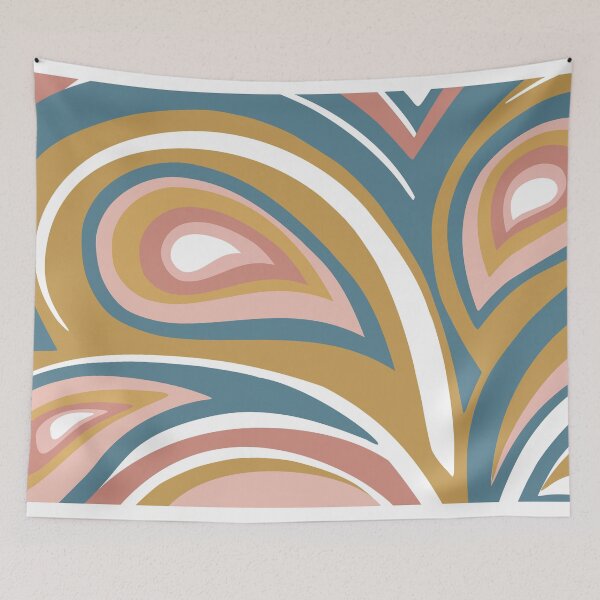 Artikelvorschau, Retro, Midcentury Modern, Geometric Art, Pink, Gold, Blue entworfen und verkauft von meggydesigns.