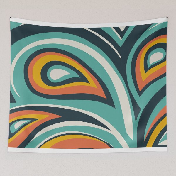 Artikelvorschau, Retro, Midcentury Modern, Geometric Art, Teal, Orange, Yellow entworfen und verkauft von meggydesigns.