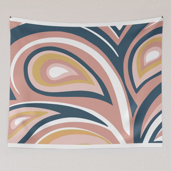 Artikelvorschau, Retro, Midcentury Modern, Geometric Art, Pink, Gold, Navy Blue entworfen und verkauft von meggydesigns.