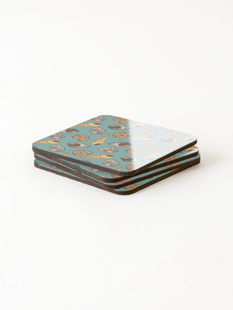 Thumbnail 4 of 5, Coasters (Set of 4), Sea shell ocean pattern designed and sold by EngineerGoC.