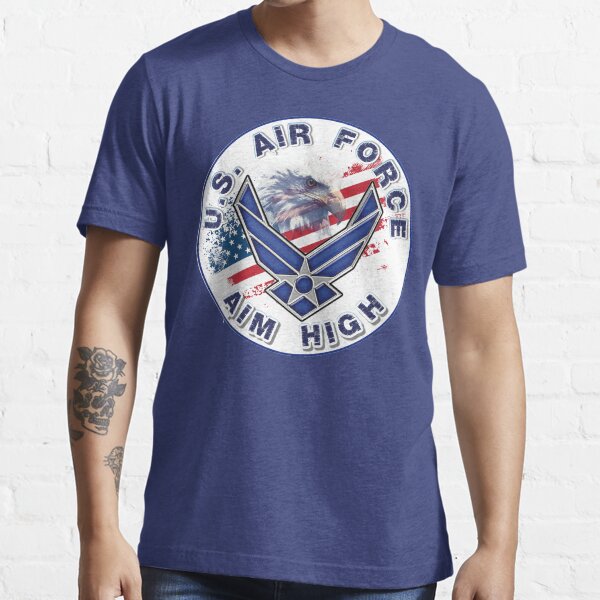 U.S. Air Force Aim High Logo with Flag and Eagle. Essential T-Shirt