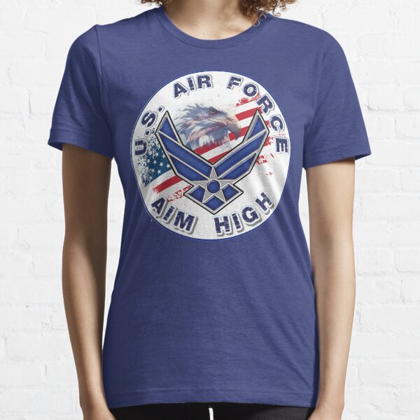 U.S. Air Force Aim High Logo with Flag and Eagle. Essential T-Shirt