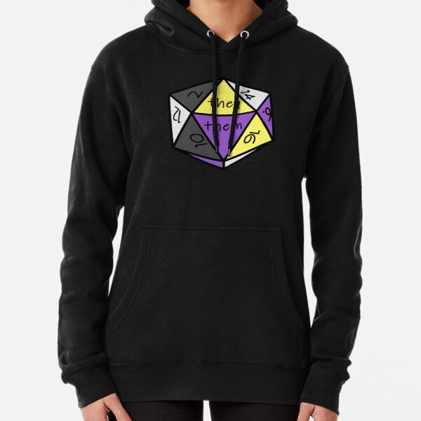 Pronoun Check Nonbinary Pride D20 They/Them Pullover Hoodie
