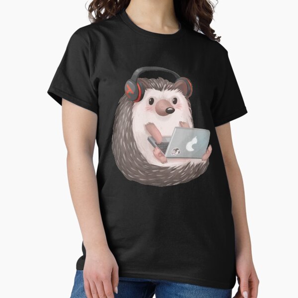 Item preview, Cute Hedgehog Listening to Music and Working and Studying designed and sold by Pameloo.