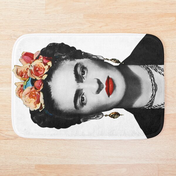 Frida Kahlo retrato en blanco y negro Alfombra de baño
