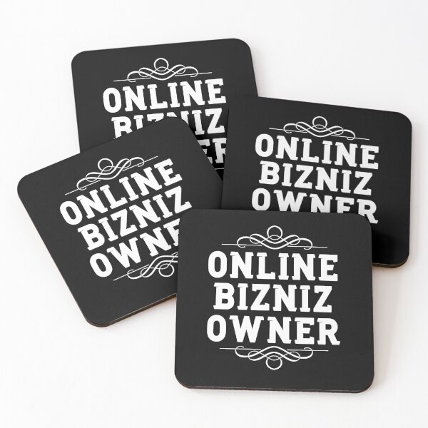 Online Business Owner White Text Coasters (Set of 4)