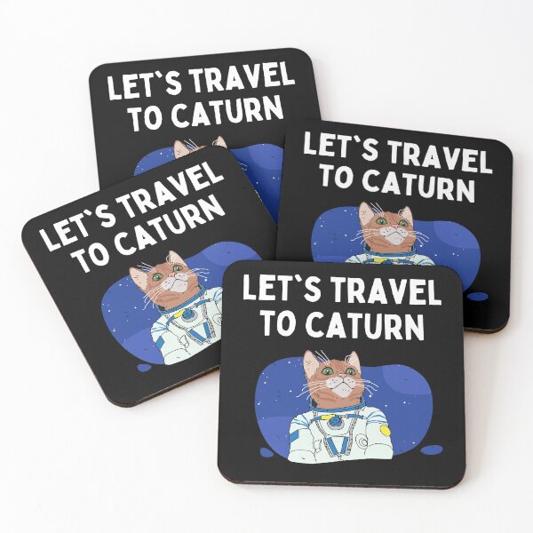 Item preview, Let's Travel To Caturn Saturn Astronaut Cat Mars designed and sold by Two Left Hands Design.