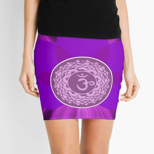 Sahasrara chakra symbol. Meditation yoga Fitness Yogi asana gymnastics Canadian British African American spirituality health Slim meditating Mini Skirt