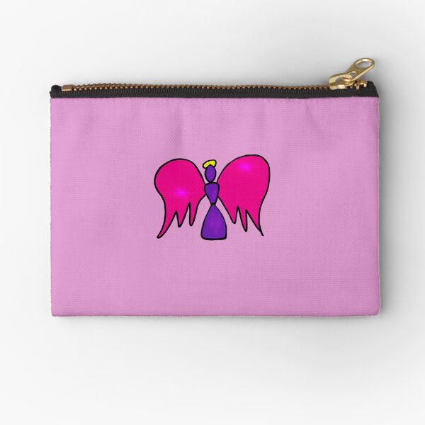 Pink and Purple Stained Glass Angel Zipper Pouch