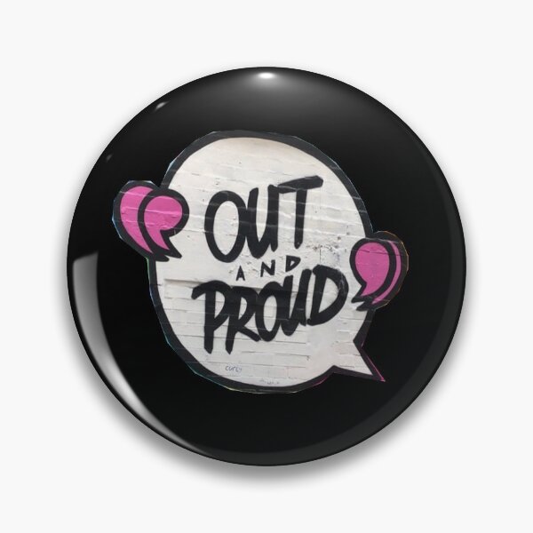 Artikelvorschau, Out and Proud Gay Pride Slogan Schwarz entworfen und verkauft von emilyallsopp.