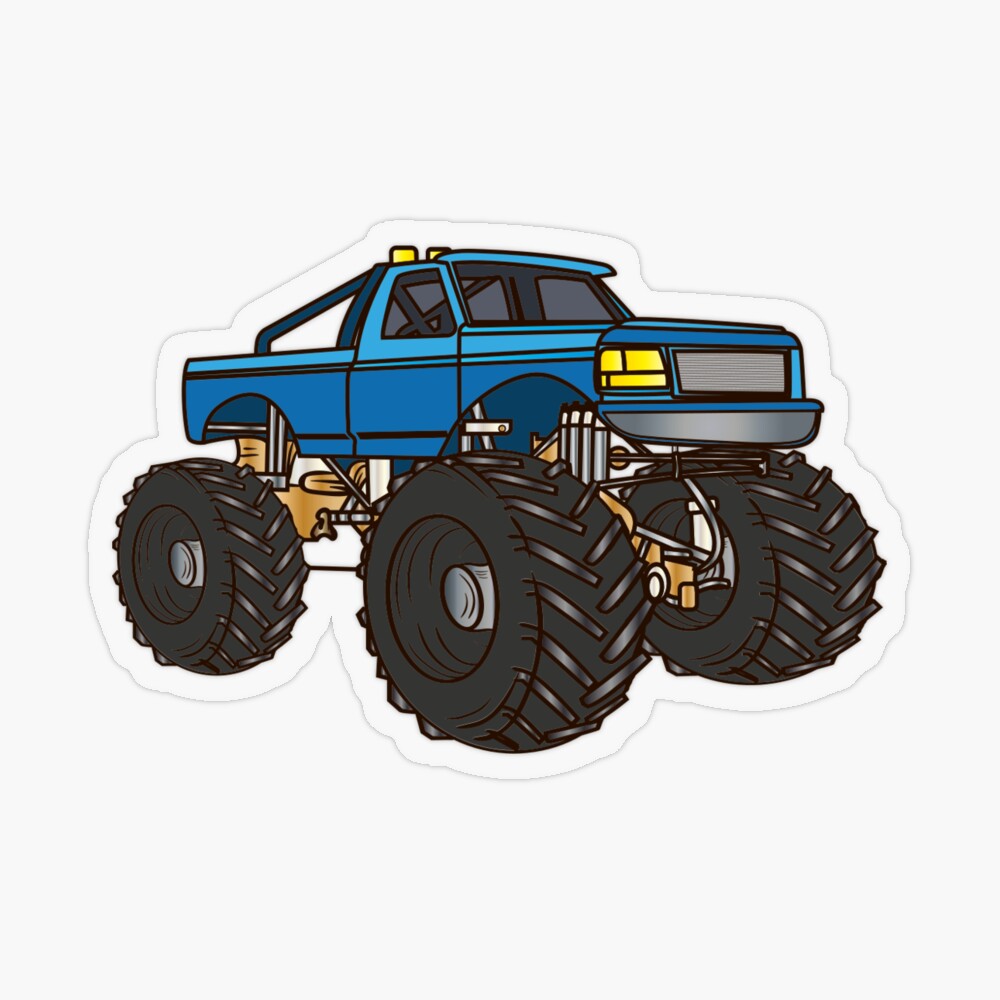 Cute blue monster truck cartoon illustration stainless steel water