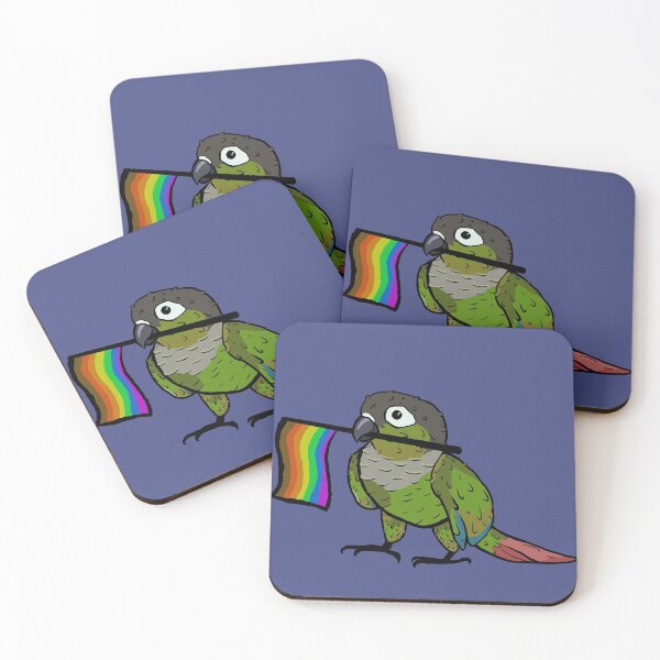 Item preview, Pride parrots - more colour lgbtq+ green cheeked conure designed and sold by RossMakesArt.