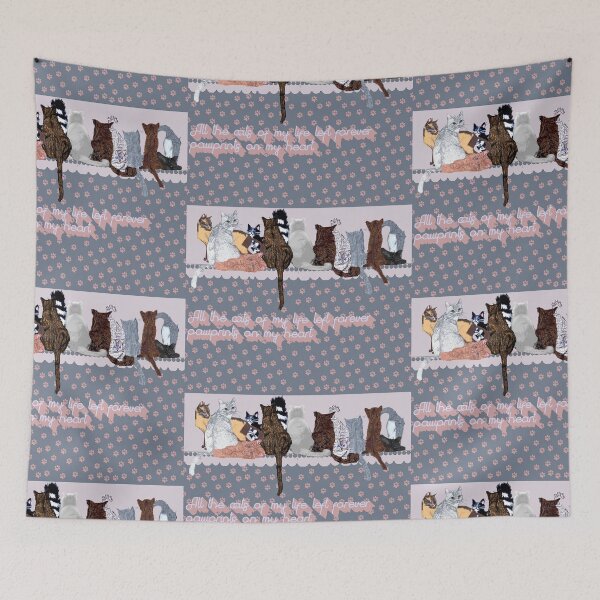 Item preview, Color Pencils original Drawing - Group of Cats on a wall - English Sentiments designed and sold by Eejee-SK.
