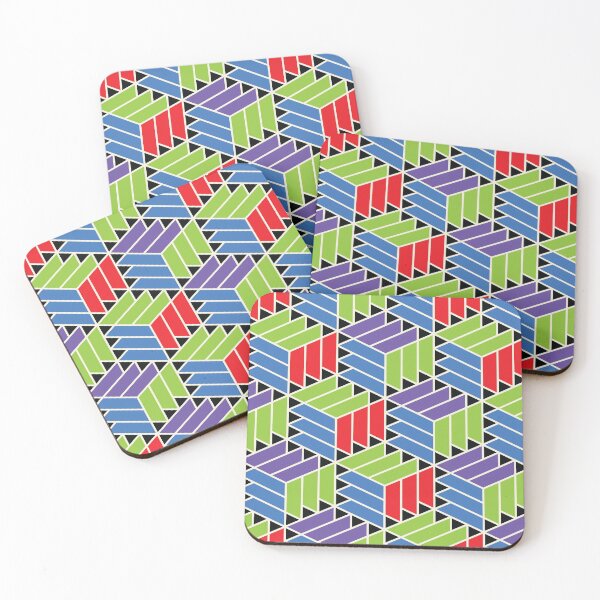Item preview, Big Brick Cube Bright Primary Color Geometric Pattern designed and sold by TommyArtDesign.