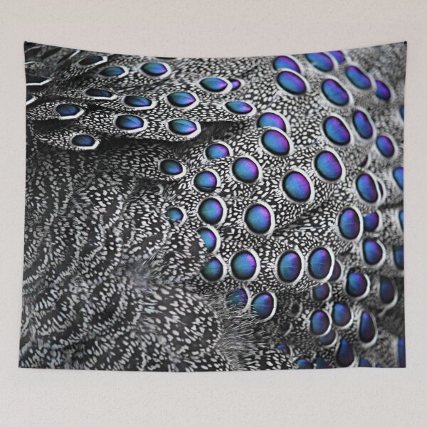 Item preview, Bird Feathers Macro Gray Black Royal Blue designed and sold by AlteredAtelier.