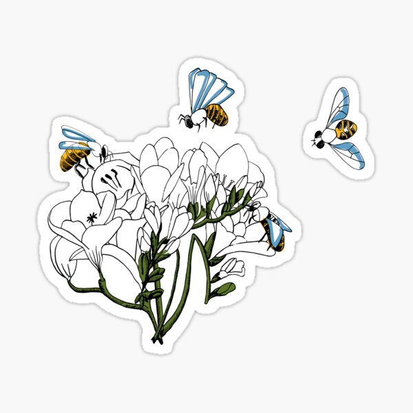 Freesias and bees Sticker