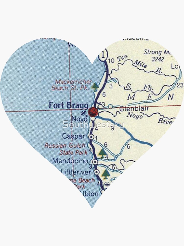 Thumbnail 3 of 3, Sticker, Fort Bragg CA Vintage Map designed and sold by Southwestsky.