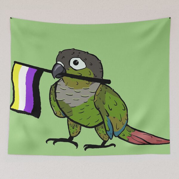 Item preview, Pride parrots - Non-binary green cheeked conure designed and sold by RossMakesArt.