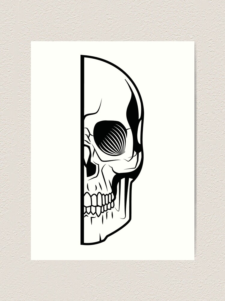 Half Skull Face Art Print By Wasserberg Redbubble