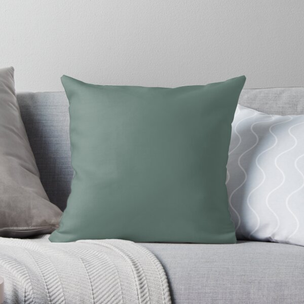 Softened Forest Green Solid Color Pairs To PPG 2021 Trending Hue Salal Leaves PPG1137-6 Throw Pillow