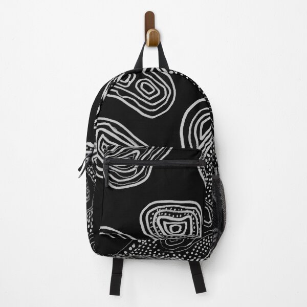 Aperçu de l'œuvre Inspiration aborigène australienne - Oeuvre abstraite originale en technique mixte en noir et blanc créée et vendue par CrazyCraftLady.
