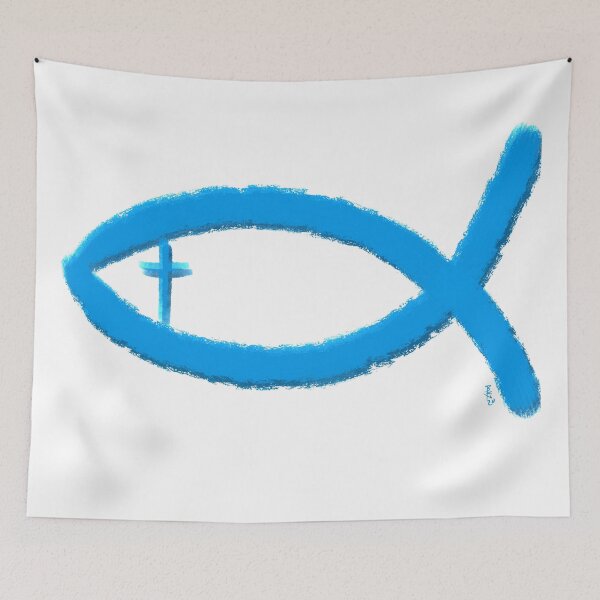 Item preview, Ichthus fish with cross designed and sold by Chillateez.